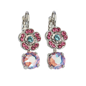 Mariana "Coral Cove" Rhodium Plated Floret Drop Small Crystal Earrings, 1211 5003ro