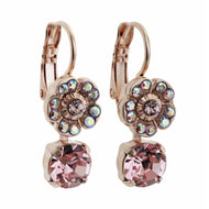 Mariana "Flamingo" Rose Gold Plated Floret Drop Small Crystal Earrings, 1211 319mr