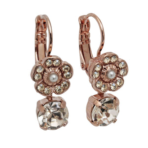 Mariana "Kalahari" Rose Gold Plated Floret Drop Small Crystal Earrings, 1211 1078rg