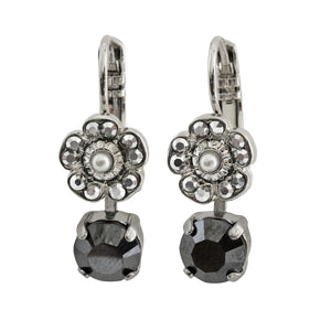 Mariana "Rocky Road" Rhodium Plated Floret Drop Small Crystal Earrings, 1211 1149ro