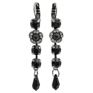 Mariana "Checkmate" Silver Plated Floral Crystal Dangle Earrings, 1504/1 280-1