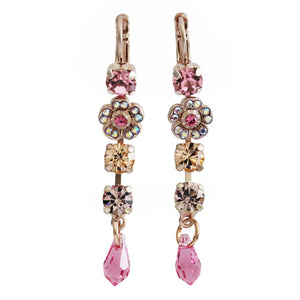 Mariana "Flamingo" Rose Gold Plated Floral Crystal Dangle Earrings, 1504/1 319mr