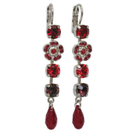 Mariana "Lady in Red" Rhodium Plated Floral Crystal Dangle Earrings, 1504/1 1070ro