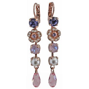 Mariana "Romance" Rose Gold Plated Floral Crystal Dangle Earrings, 1504/1 139-10rg