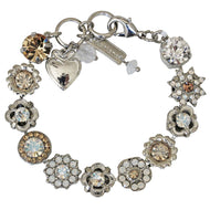 Mariana "Champagne and Caviar" Rhodium Plated Flower Garden Floral Crystal Bracelet, Moonlight Clear 4072 391100
