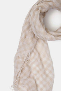 Chan Luu Cashmere and Silk Scarf Wrap - Gingham Moonlight White BRH-SC-441