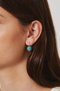 Chan Luu Gold Dipped Turquoise Round Sphere Ball Earrings