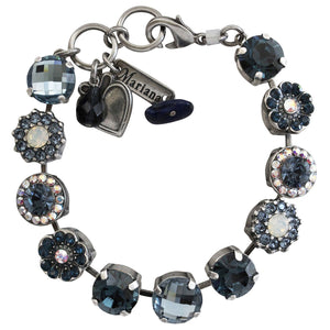 Mariana "Mood Indigo" Silver Plated Lovable Rosette Crystal Bracelet, 4084 1069