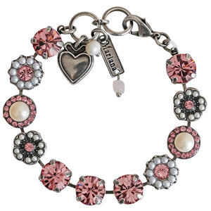Mariana "Pretty in Pink" Silver Plated Lovable Rosette Crystal Bracelet, 4084 M48223