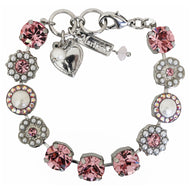 Mariana "Pretty in Pink" Rhodium Plated Lovable Rosette Crystal Bracelet, 4084 M48223ro