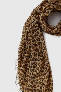 Chan Luu Cashmere and Silk Scarf Wrap - Leopard Print Roasted Pecan BRH-SC-281