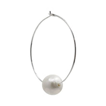 Chan Luu Sterling Silver White Freshwater Cultured Pearl Med Hoop Earrings