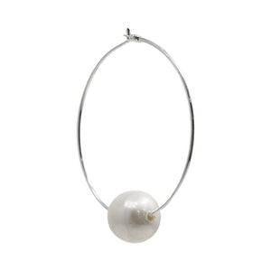 Chan Luu Sterling Silver White Freshwater Cultured Pearl Med Hoop Earrings