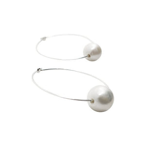 Chan Luu Sterling Silver White Freshwater Cultured Pearl Med Hoop Earrings