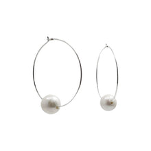 Chan Luu Sterling Silver White Freshwater Cultured Pearl Med Hoop Earrings