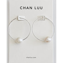 Chan Luu Sterling Silver White Freshwater Cultured Pearl Med Hoop Earrings