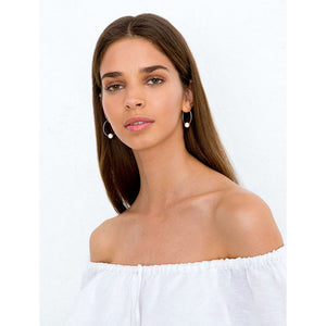 Chan Luu Sterling Silver White Freshwater Cultured Pearl Med Hoop Earrings