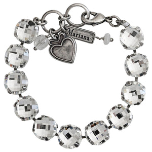 Mariana "On A Clear Day" Silver Plated Lovable Round Pillow Cut Crystal Bracelet, 4474A 001001