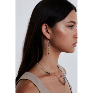 Chan Luu Rahel Tiered Multi Mix Stones Dangle Gold Plated Earrings