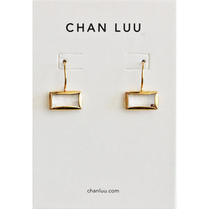 Chan Luu Silver Shade Crystal Tab Rectangle Gold Plated Earrings