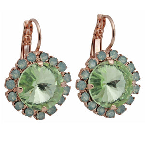 Mariana "Chrysolite Green" Rose Gold Plated Rivoli Statement Crystal Earrings, 1137/1R 390238rg