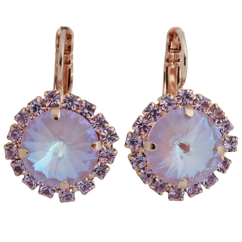 Mariana Rose Gold Plated Rivoli Cushion Statement Crystal Earrings, Sun-Kissed Lavender 1137/1R 371144rg