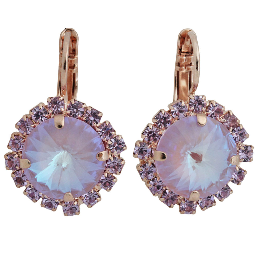 Mariana Rose Gold Plated Rivoli Cushion Statement Crystal Earrings, Sun-Kissed Lavender 1137/1R 371144rg