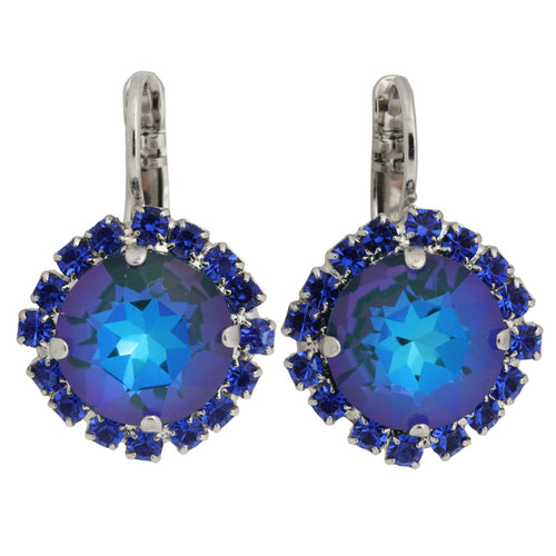 Mariana Rhodium Plated Cushion Statement Crystal Earrings, Sun-Kissed Capri Royal Blue 1137/1R 206167-RO