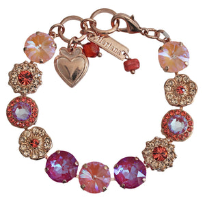 Mariana "Dreamsicle" Rose Gold Plated Lovable Rosette Rivoli Crystal Statement Bracelet, Blush Sunset 4084R 160-1rg