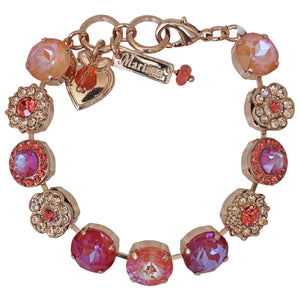 Mariana "Dreamsicle" Rose Gold Plated Lovable Rosette Rivoli Crystal Statement Bracelet, Blush Sunset 4084R 160-1rg