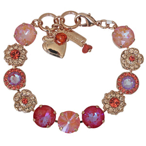 Mariana "Dreamsicle" Rose Gold Plated Lovable Rosette Rivoli Crystal Statement Bracelet, Blush Sunset 4084R 160-1rg