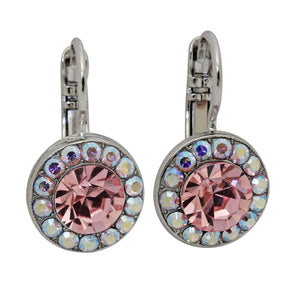 Mariana "Pretty in Pink" Rhodium Plated Must-Have Round Pavé Crystal Earrings, 1129 1207ro