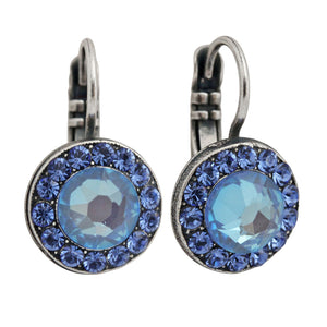 Mariana "Sun-Kissed Ocean" Silver Plated Must-Have Round Pavé Crystal Earrings, 1129 143206