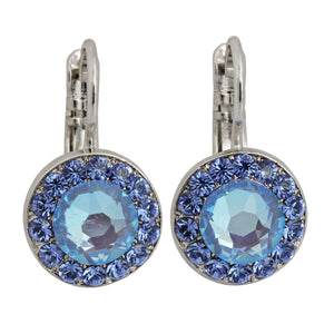 Mariana "Sun-Kissed Ocean" Rhodium Plated Must-Have Round Pavé Crystal Earrings, 1129 143206ro