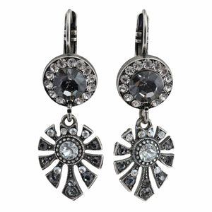 Mariana "Zulu" Silver Plated Monstera Leaf Dangle Crystal Earrings, 1514/3 1080