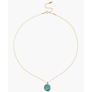 Chan Luu Gold Plated Turquoise Sardinia Oval Pendant Necklace