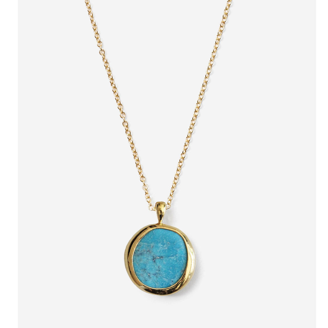 Chan Luu Gold Plated Turquoise Sardinia Oval Pendant Necklace