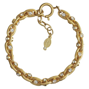 Catherine Popesco 14k Gold Plated Crystal Studded Bracelet, 7.5" 1641G Clear