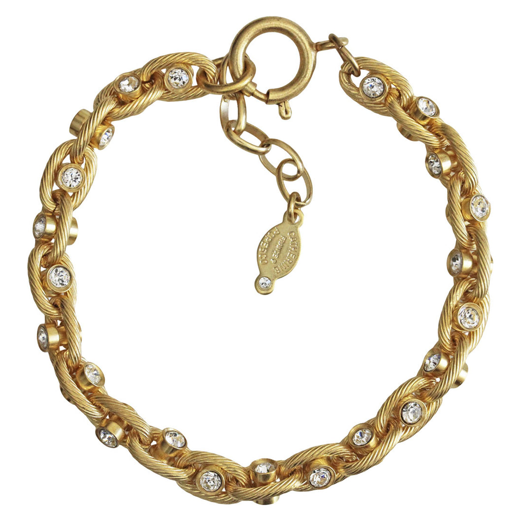 Catherine Popesco 14k Gold Plated Crystal Studded Bracelet, 7.5