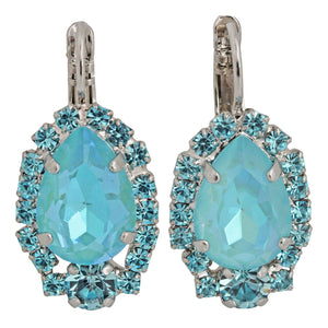 Mariana "Sun-Kissed Aqua" Rhodium Plated Teardrop Pear Crystal Earrings, 1259/1 202146ro