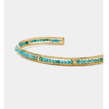 Chan Luu Gold Plated Turquoise Beaded Sedona Thin Cuff Bracelet