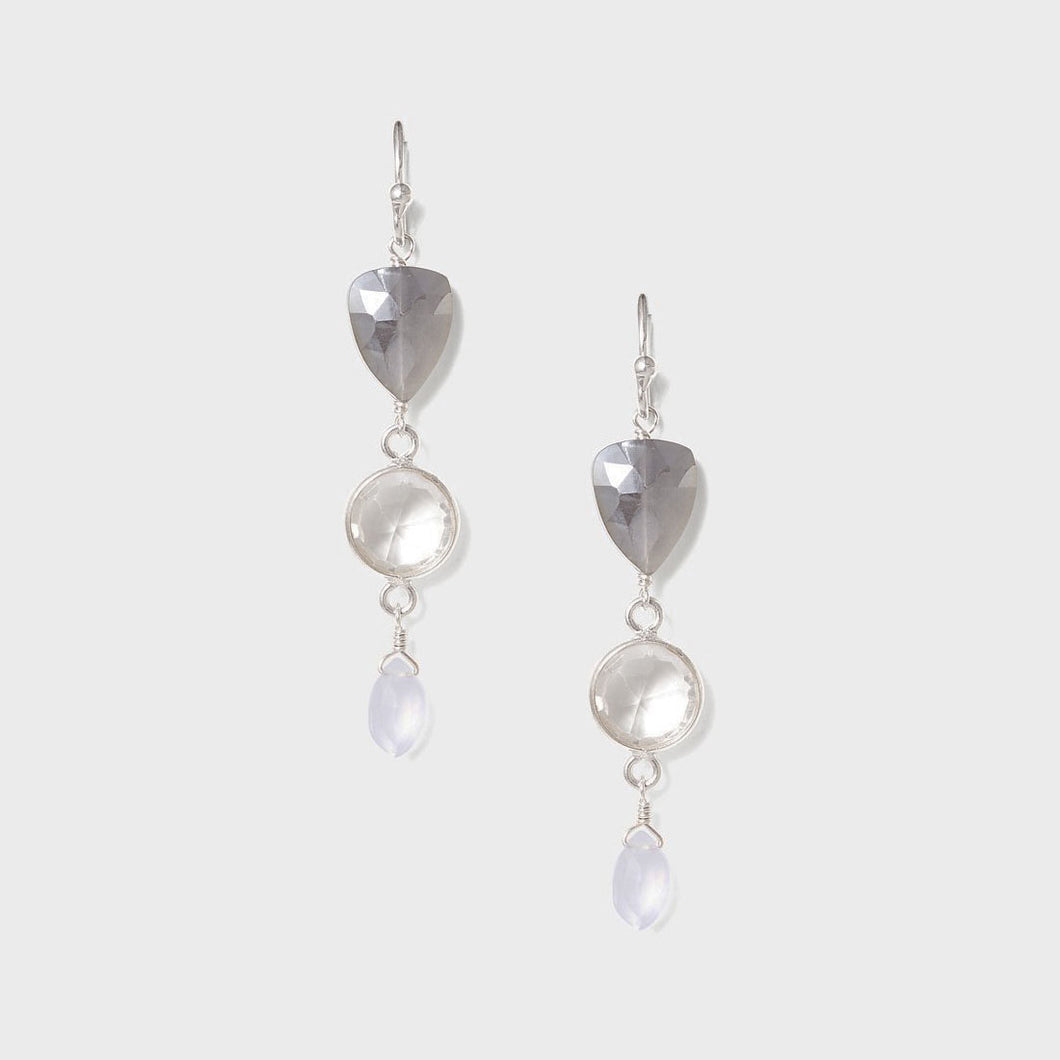 Chan Luu Sterling Silver Tiered Semi-Precious Stone Dangle Earrings