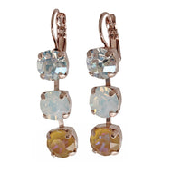 Mariana "Butter Pecan" Rose Gold Plated Three Stone Crystal Earrings, 1440/1 1153rg