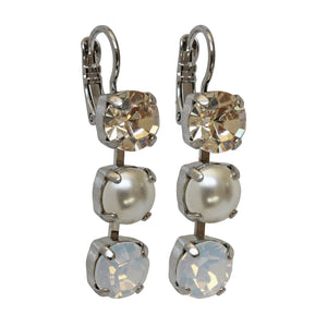 Mariana "Champagne and Caviar" Silver Plated Three Stone Crystal Earrings, 1440/1 3911