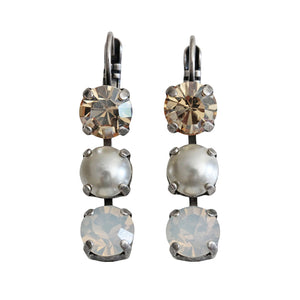 Mariana "Champagne and Caviar" Silver Plated Three Stone Crystal Earrings, 1440/1 3911