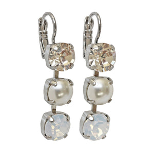 Mariana "Champagne and Caviar" Silver Plated Three Stone Crystal Earrings, 1440/1 3911