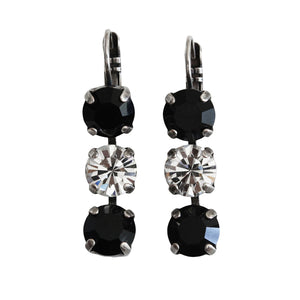 Mariana "Checkmate" Silver Plated Three Stone Crystal Earrings, 1440/1 280-1