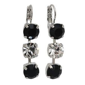 Mariana "Checkmate" Rhodium Plated Three Stone Crystal Earrings, 1440/1 280-1ro