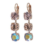 Mariana "Flamingo" Rose Gold Plated Three Stone Crystal Earrings, 1440/1 319rg