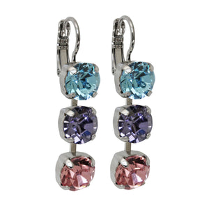 Mariana "Pastel Rainbow" Rhodium Plated Three Stone Crystal Earrings, 1440/1 144ro